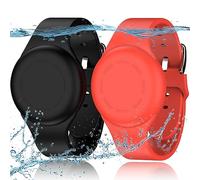 R-fun Braccialetti Impermeabili per Bambini, Compatibili con Apple Air Tag Tracker con Silicone Morbido, Custodia Anti-smarrimento per Bambini,Nero/Rosso