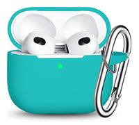 R-fun Custodia Compatibile con AirPods 3, Custodia Protettiva in Silicone con Portachiavi Compatibile con Apple AirPods di terza Generazione 2021 per Donne Uomini Ragazze Ragazzi,Blu turchese
