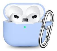 R-fun Custodia Compatibile con AirPods 3, Custodia Protettiva in Silicone con Portachiavi Compatibile con Apple AirPods di terza Generazione 2021 per Donne Uomini Ragazze Ragazzi,Blu cielo