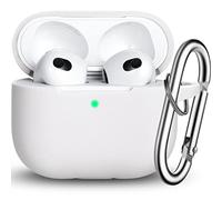 R-fun Custodia Compatibile con AirPods 3, Custodia Protettiva in Silicone con Portachiavi Compatibile con Apple AirPods di terza Generazione 2021 per Donne Uomini Ragazze Ragazzi,Bianco