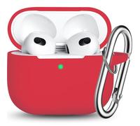 R-fun Custodia Compatibile con AirPods 3, Custodia Protettiva in Silicone con Portachiavi Compatibile con Apple AirPods di terza Generazione 2021 per Donne Uomini Ragazze Ragazzi,Rosso