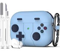 R-fun Custodia compatibile con Apple Airpods Pro (2023/2022/2019, 2a/1a generazione), cavo USB-C/Lightning con kit di pulizia, design classico per console di gioco portatili,Blu