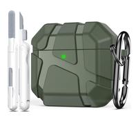 R-Fun Custodia In Silicone per AirPods 4, Custodia Protettiva In Silicone Antiurto, Compatibile con AirPods 4 Generazione, Design Scocca Rigida & Protezione Anti-Graffio, LED Frontale Visibile,Verde