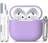 R-fun Custodia per Airpods 4, custodia morbida in silicone con portachiavi, copertura protettiva completa compatibile con Airpods 4th di Apple, Banana viola