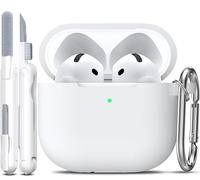 R-fun Custodia per Airpods 4, custodia morbida in silicone con portachiavi, copertura protettiva completa compatibile con Airpods 4th di Apple, Bianco