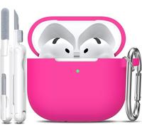 R-fun Custodia per Airpods 4, custodia morbida in silicone con portachiavi, copertura protettiva completa compatibile con Airpods 4th di Apple, Rosa cipria