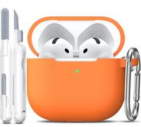 R-fun Custodia per Airpods 4, custodia morbida in silicone con portachiavi, copertura protettiva completa compatibile con Airpods 4th di Apple, Arancione