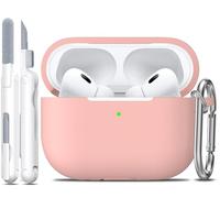 R-fun Custodia per Airpods Pro 2a/1a generazione con set di pulizia, protezione completa in silicone per custodia di ricarica Apple AirPods Pro 2023/2022/2019 [LED anteriore visibile], Rosa sabbia