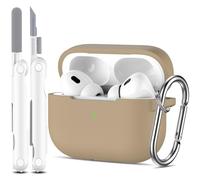 R-fun Custodia per Airpods Pro 2a/1a generazione con set di pulizia, protezione completa in silicone per custodia di ricarica Apple AirPods Pro 2023/2022/2019 [LED anteriore visibile], Tè latte