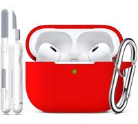 R-fun Custodia per AirPods Pro 2a/1a generazione con set di pulizia, protezione completa in silicone per custodia di ricarica Apple AirPods Pro 2023/2022/2019 [LED anteriore visibile],Rosso