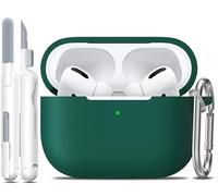 R-fun Custodia protettiva per AirPods Pro Generation con set di pulizia, protezione completa in silicone per custodia di ricarica Apple AirPods Pro 2019[LED anteriore visibile],verde foresta