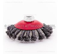 R&G SPAZZOLA CONICA FILI ACCIAIO RITORTI INTRECCIATI con ATTACCO M14 SMERIGLIATR