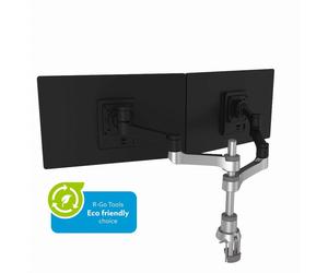 R-Go Tools R-Go Zepher 4 C2, braccio circolare a doppio schermo, montaggio su scrivania, regolabile, 0-8 kg, nero-argento, basso impatto ambientale - Nouvo