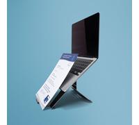 R-Go Tools Riser R-Go Document Laptop Stand, supporto ergonomico pieghevole e regolabile con portadocumenti, certificato AGR, nero - Nouvo