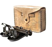 R&J Beck - Binocolo vintage in ottone con custodia in pelle