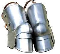 R.K GLOCAL ENTERPRISES Medieval Knight Leg Guard Set LARP Armor Silver, Medium