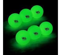 R&L, Palline da golf per sport notturni, fluorescenti, fosforescenti, a lunga durata, ricaricabili, con torcia UV inclusa (confezione da 6)