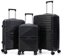 R.Leone Valigia da 1 Fino a Set 3 Bagaglio a mano 55x40x20 Ryanair, Medio, Grande Ultra Strong Antiurto Trolley leggero 8 ruote Polipropilene 6080 (Nero, Set 3 Pezzi S M L)