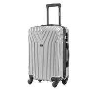 R.Leone Valigia da 1 Fino a Set 4 Trolley Rigido grande, medio, bagaglio a mano e bagaglio EasyJet 4 ruote in ABS 9001 (Argento, M Valigia Medio)