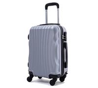 R.Leone Valigia da 1 Fino a Set 4 Trolley Rigido grande, medio, bagaglio a mano e beauty case 4 ruote in ABS 2037 (Argento, M Medio)