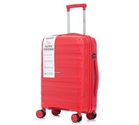 R.Leone Valigia da 1 pezzo Fino a Set 3 Trolley Rigido grande, medio, bagaglio a mano in Polipropilene 8 Ruote Autonome Ultra Strong Resistente 9180 (Rosso, M Valigia Media)