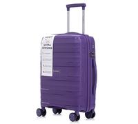 R.Leone Valigia da 1 pezzo Fino a Set 3 Trolley Rigido grande, medio, bagaglio a mano in Polipropilene 8 Ruote Autonome Ultra Strong Resistente 9180 (Viola, M Valigia Media)