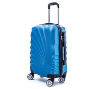 R.Leone Valigia da 1 pezzo Fino a Set 4 Trolley Rigido grande, medio, bagaglio a mano adatto Ryanair 55x40x20cm e beauty case 8 ruote in ABS 2092 (Azzurro, M Media)