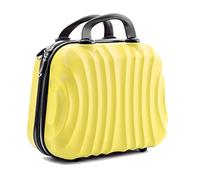 R.Leone Valigia da 1 pezzo Fino a Set 4 Trolley Rigido grande, medio, bagaglio a mano e beauty case 4 ruote in ABS 2037 (Giallo, XS Beauty Case)
