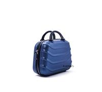 R.Leone Valigia da 1 pezzo Fino a Set 4 Trolley Rigido grande, medio, bagaglio a mano e beauty case 4 ruote in ABS 2050 (Blu, XS (Beauty))