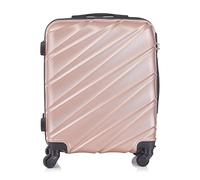 R.Leone Valigia Trolley Bagaglio a mano Rigido Ultraleggero in ABS 4 Ruote Autonome (Rose Gold, 2130 Valigia 56x45x25cm)