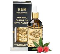 R&M Beauty-Oleo Olio di Ricino Bio - olio di ricino spremuto a freddo - 100% puro - per ciglia, sopracciglia, capelli, pelle, barba e unghie - cosmetici naturali - 100 ml