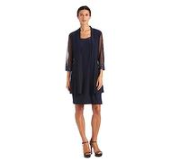 R&M Richards Abito da Donna con Inserto in Rete 2 Pezzi con Giacca, Navy, 48