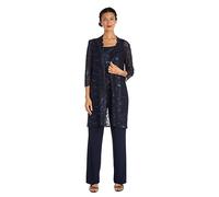 R&M Richards Abito da Donna con Pantaloni in Pizzo con Paillettes, Navy, 44