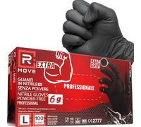 R MOVE 100 guanti monouso in nitrile neri taglia L EXTRA RESISTENTI 60% di