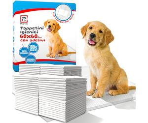 R MOVE 100 Traversine Cani 60x60 con Adesivi - Tappetini Igienici Assorbenti per Cani, Traverse Cane Assorbenti, Telini Pipi, Tappetino Igienico antiodore Traversina Assorbente