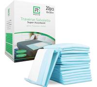 R MOVE 20 Traverse Assorbenti Rimboccabili Monouso per Letto, 90x180 cm, parte centrale assorbente 80 x 51,5cm. Traversine Letto Anziani, traversa salvaletto (90x180cm (Confezione da 20))