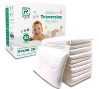 R MOVE 20 traversine neonato fasciatoio 60x90 cm - traverse bambini XL, telini igienici Natural, teli cambio pannolino usa e getta bambini, Morbida fibra naturale di cellulosa super assorbenti