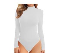 R & N FASHIONS - Body da donna, a maniche lunghe, elasticizzato, taglia 30-45 bianco 40-42