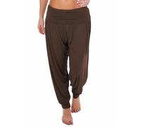 R&N FASHIONS Pantaloni harem da donna, lunghezza intera, elasticizzati, a vita alta, elasticizzati, leggeri, casual, vestibilità ampia, cioccolato, 40-42