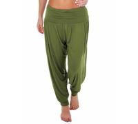 R&N FASHIONS Pantaloni harem da donna, lunghezza intera, elasticizzati, casual, vita alta, abbigliamento casual, perfetti per yoga, lounge, allenamento, cachi, 48-50