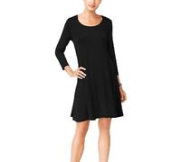 R & N FASHIONS - Vestito da donna a maniche lunghe, in jersey, svasato, per feste Nero 44