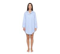 R Revise RE-637 - Camicia da notte da donna, manica lunga, pigiama, 100% cotone, Camicia da notte Blu Re-636, S-M