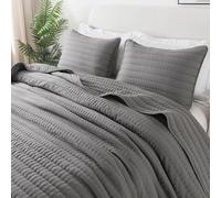 R.SHARE Copriletto Una Piazza e Mezzo Primaverile Estivo 200 × 220 cm, Grigio Copriletto Trapuntato 100% microfibra, Coperta Divano Giorno Ultra Morbida, OEKO TEX(senza federa)