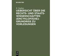 R Stephan Uebersicht Über Die Rechts- Und Staatswissenschafte (Copertina rigida)