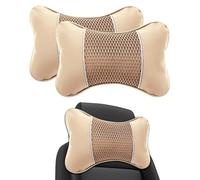 R-timer 2 PCS Poggiatesta Auto per Fiat Abarth 600 595, Cuscino cervicale per Auto con Fodera Regolabile, Traspirante e sfoderabile,Beige