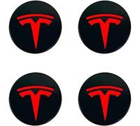 R-timer 4 Pezzi Adesivi Coprimozzo per Tesla Model 3 2017-2020, Adesivi Cerchi Ruota Resistenti Fregio Emblemi Logo Ruote Fregi Ruote Impermeabili,60MM