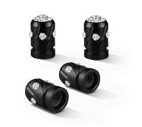 R-timer 4 Pezzi Tappi Valvola per Dodge RAM 1500 Crew Cab 2019-2024, Accessori Esterni Pneumatici Bling Decorazione Ruota Brillante Cappucci Valvole,Black