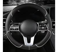 R-timer Coprivolante Auto per Ford Tourneo Transit C-Max Bronco, Pelle Microfibra Antiscivolo Traspirante Motivo a Diamante Accessori Interni (1 Pezzo),Black-White-O Shape