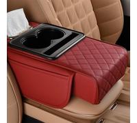 R-timer Cuscino Bracciolo Auto per 2025 2024 Tesla Model 3 Highland, Poggiabraccio Consolle Scatola Fazzoletti Portabicchieri Tasche Laterali Appoggiabraccia, Red