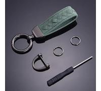 R-timer Portachiavi Auto per Land Rover Range Rover Velar L560 2017 2018 2019-2023,Pelle Intrecciata Elegante Pendaglio Anello Anti-Smarrimento, Accessorio Uomo Donna,Green